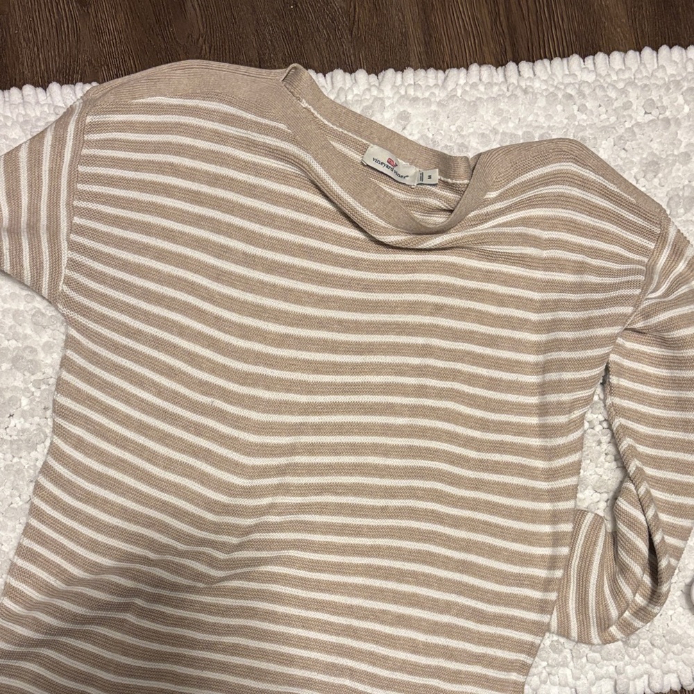 Striped Beige and White Sweater. Vineyard Vines!